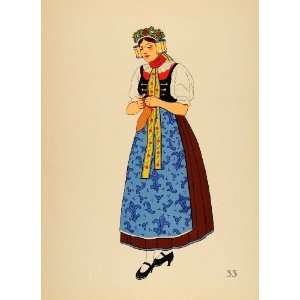  1939 Polish Folk Costume Woman Upper Silesia Lithograph 