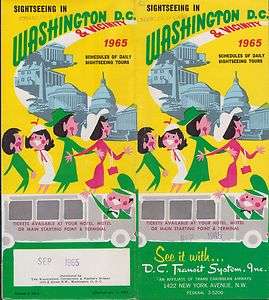 VINTAGE BROCHURE ~ WASHINGTON DC 1965 SCHEDULES DAILY TOURS  