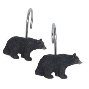  Black Bear Lodge Shower Hooks   Set of 12: Home & Kitchen