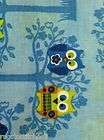 owl fabric by the 1/2 yard blue green 100% cotton  