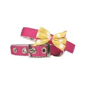  Bow Wow Bows Dog Collar Pink and Yellow