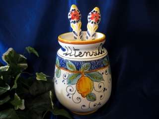 DERUTA ITALY Italian Pottery FIORE FLOWER SALAD TONGS  