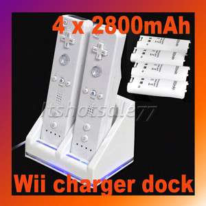 Battery Pack Dual Dock Charger Station For Wii Remote  