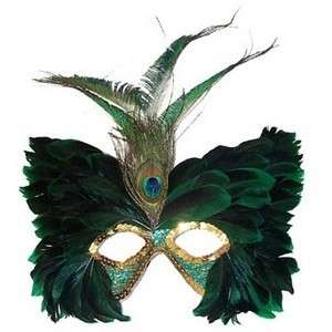 GORGEOUS PEACOCK FEATHER MASK VELVETY SOFT SEQUINED NEW  