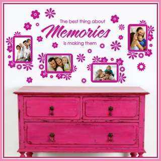 MEMORIES picture frames FLOWERS ** Vinyl Wall Decor Mural Quote 
