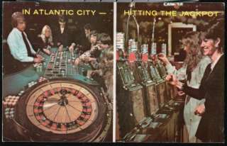 ATLANTIC CITY NJ Roulette Wheel Slot Machines Vintage Casino Postcard 
