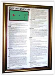 BILLLIARD POOL TABLE LAMINATED SNOOKER RULES POSTER  