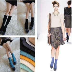 Fashion Roll Top Ankle High Cotton Color Wrinkle Socks  