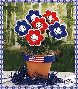 USA FLOWER~POT plastic canvas PATTERN  