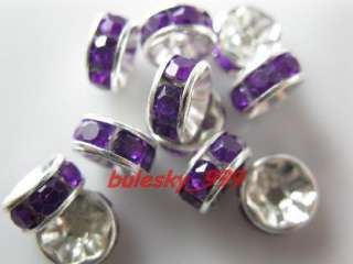 50pcs Acryl Crystal Spacer Finding Bead8mm Purple  