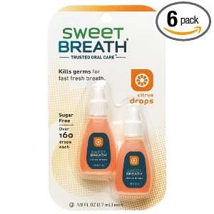 Sweet Breath Breath Drops, Citrus, 2 Count, 0.125 Ounce Bottles (Pack 