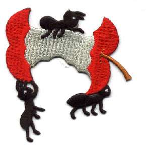 APPLE W/PICNIC ANTS EMBROIDERED IRON ON APPLIQUE  
