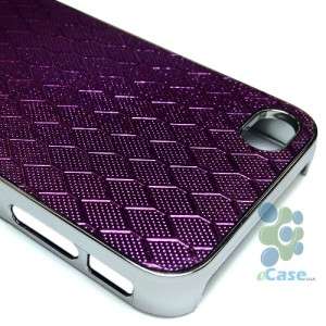 PURPLE Honeycomb Design Pattern Silver Chrome Hard Snap Case Cover 