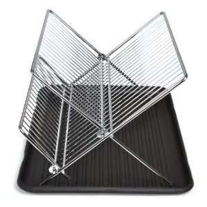 Chrome Folding Dish Drainer with Plastic Drain Board  
