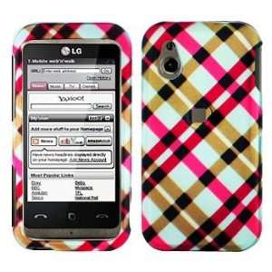  LG Arena GT950 Cell Phone Hot Pink Plaid Protective Case 