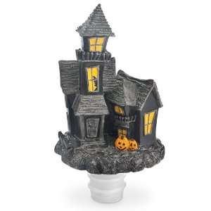 Haunted House Hand Painted Poly Resin Bottle Stopper w/ Ridged Rubber 