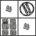 Bdk 9 Piece White Zebra Seat Covers Set with Floor Mats Combo kit