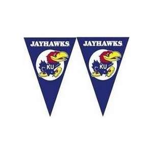  UNIVERSITY OF KANSAS String of 60 Pennants JAYHAWKS Flag Banner 