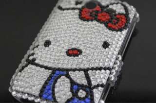 Bling Diamond Blue Kitty Back Hard Case Cover For HTC Wildfire S A510e 