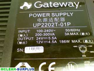 Gateway XHD3000 Monitor UP2202T 01P AC/DC Power Supply Brick 8016783R 