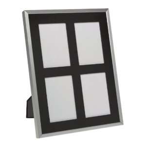   Four Opening Frame With Wood Mat 3 X 5, Aluminum/Black