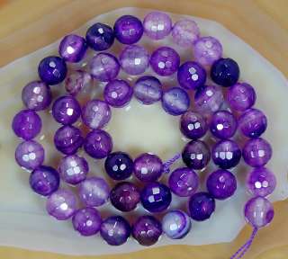 15inches 8mm Faceted Purple Agate Round Beads  