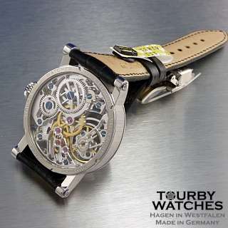 Tourby Art Deco Skeleton   genuine ETA Unitas 6498  1  