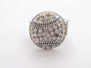 Baseball Crystal Fashion Stretch Ring Jewelry 1  