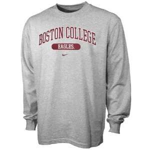  Nike Boston College Eagles Ash Arch Lettering Long Sleeve 