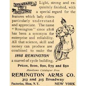 1895 Ad Bicycles Remington Arms Pricing Lady Rider NY   Original Print 