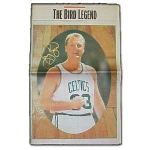  Larry Legend Bird Boston Celtics Signed Retirement Newspaper 