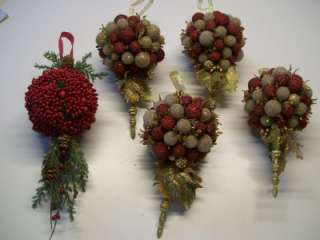 Red Berry Pine Cones Kissing Ball Christmas Ornament #5  