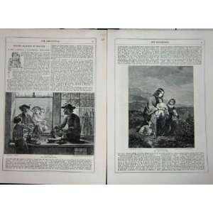  1867 ART JOURNAL BELGIUM DILLENS MOTHER CHILDREN GOAT 