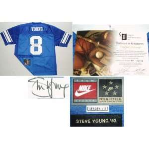  Steve Young BYU Cougars Autographed Throwback Blue Jersey 