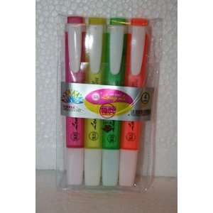  FLUORESCENT Colors Markers Highlighters 4 Colors in PK 