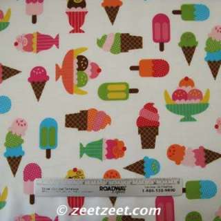 Confections~ICE CREAM TREATS~CREAM Pastel Fabric /Yd.  