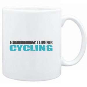  Mug White  I LIVE FOR Cycling  Sports