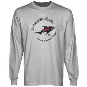 Jacksonville Sharks Ash Circle Script Long Sleeve T shirt  