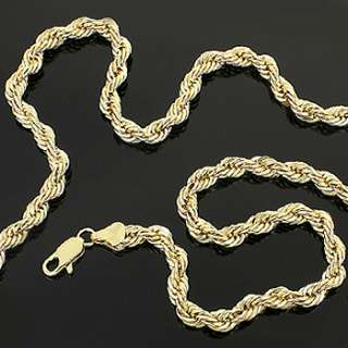   Gold Plated 5mm Diamond Cut French Rope Chain Hip Hop Necklace  