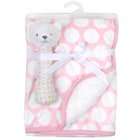 Carters Baby Blanket with Bear Rattle Set   Pink Dot