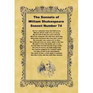   inch (20cm x 15cm) Print Shakespeare Sonnet Number 74