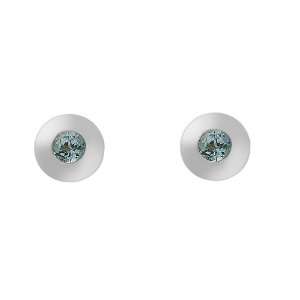  9ct White Gold Round Cut Blue Topaz Stud Earrings: Jewelry