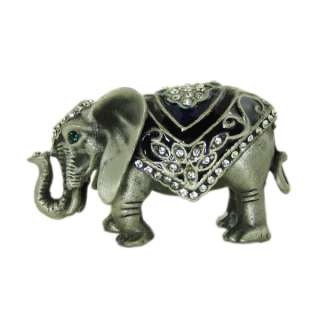 Figurine Elephant Trinket Jewelry Box Bejeweled (L)  