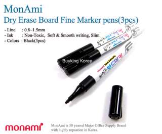 MonAmi Dry Erase Fine Markers White Booard Pens Black  