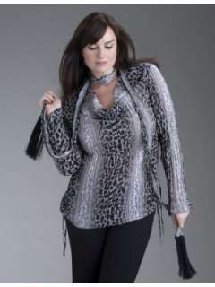 LANE BRYANT   Animal print crinkle blouse with scarf customer reviews 