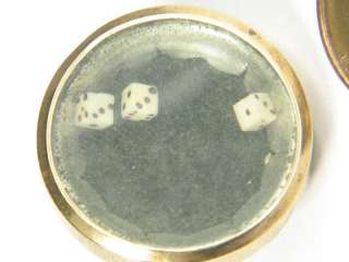UNUSUAL ANTIQUE DICE GAMING STUDS BUTTONS CUFFLINKS  