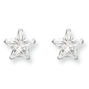  Sterling Silver 6mm Star CZ Stud Earrings Jewelry