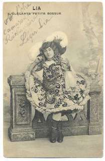CIRCUS Freak Midget HUNCHBACK Lady postcard autograph  