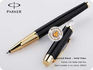 PARKER IM RollerBall Pen Lacquered Black Gold Trims NEW  