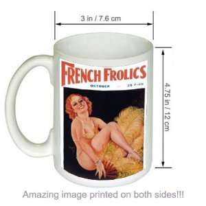  French Frolics Vintage Pinup Girl Art COFFEE MUG Kitchen 